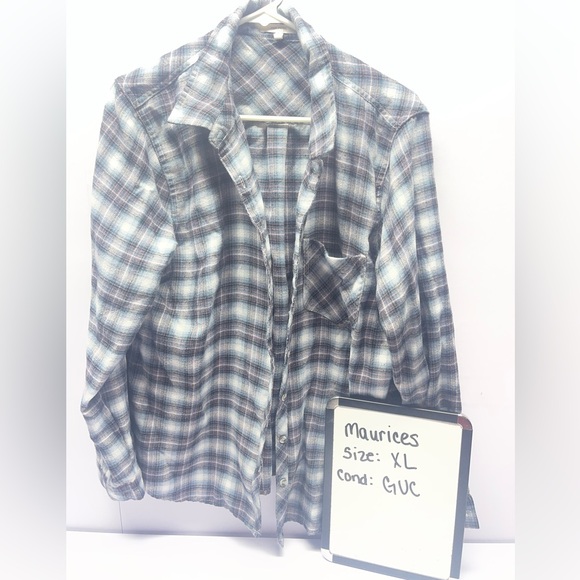 Maurices Tops - Maurices Women's Plaid Button Down Shirt - Black and White